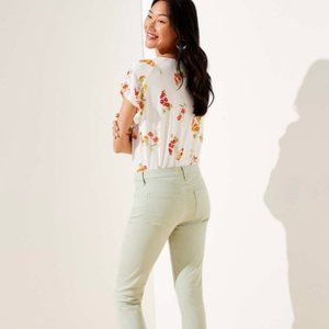 LOFT Matcha Eyelet Crop pants